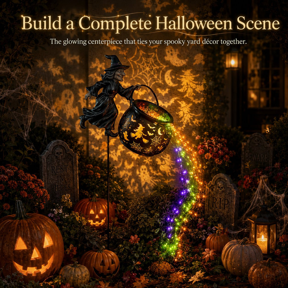 OFF Halloween Witch Cauldron Garden Light