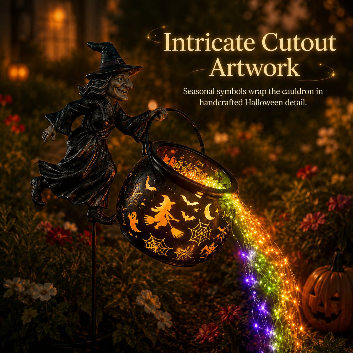 OFF Halloween Witch Cauldron Garden Light