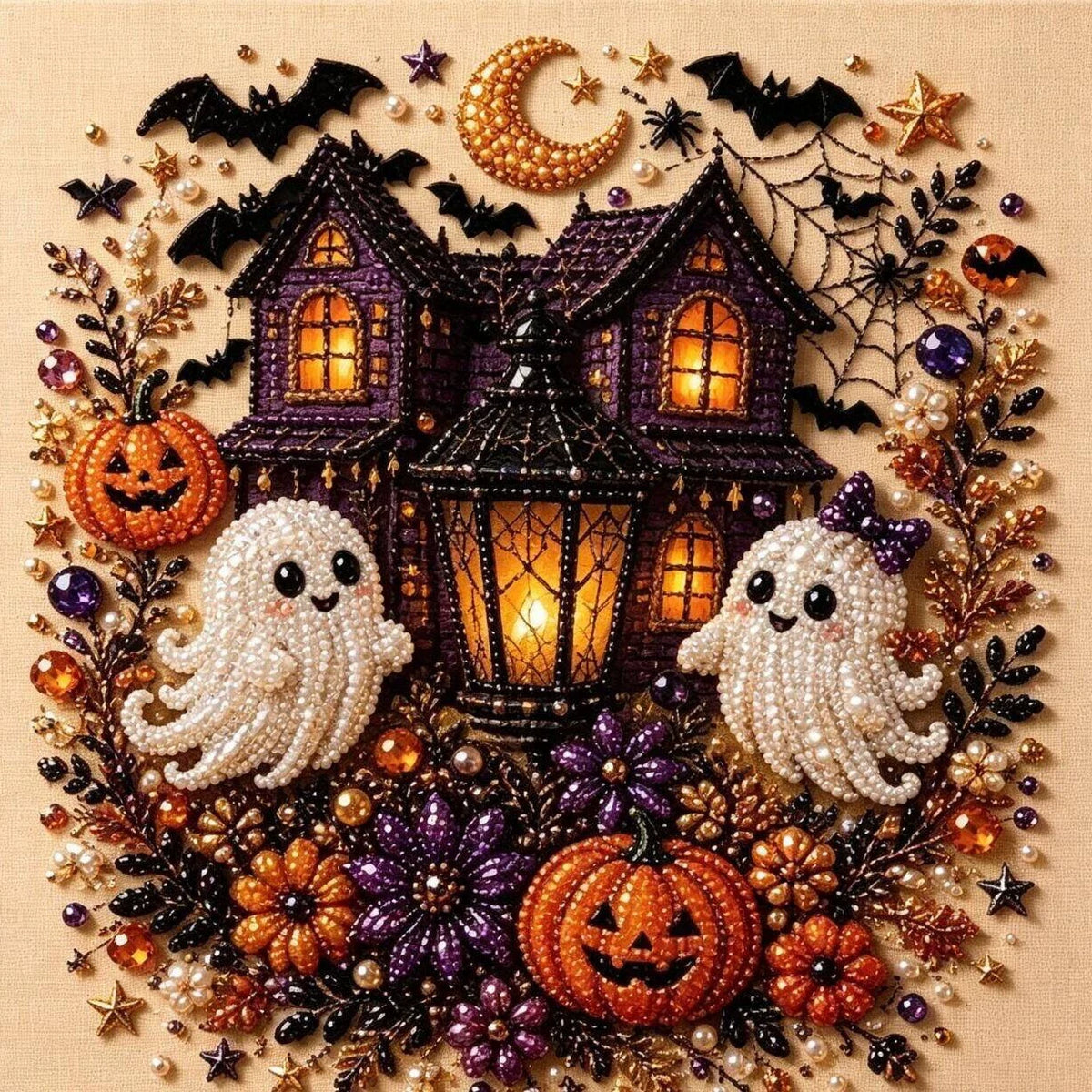 Framed Halloween Haunted House Pearl Art DIY Kit