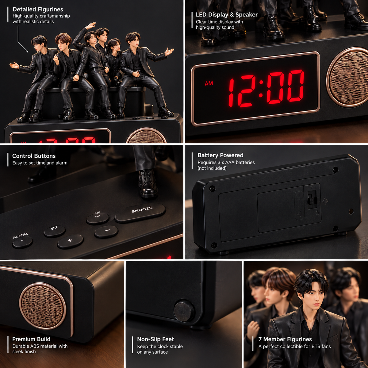 7-Figure Display Digital Alarm Clock – Collector-Style Desk Decor