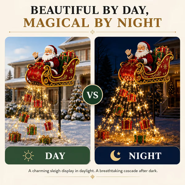 Santa Flying Sleigh Solar Garden Light – The Perfect Christmas Gift & Outdoor Holiday Decor