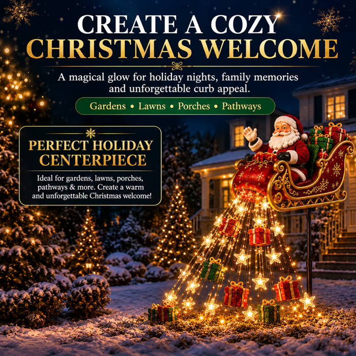 Santa Flying Sleigh Solar Garden Light – The Perfect Christmas Gift & Outdoor Holiday Decor