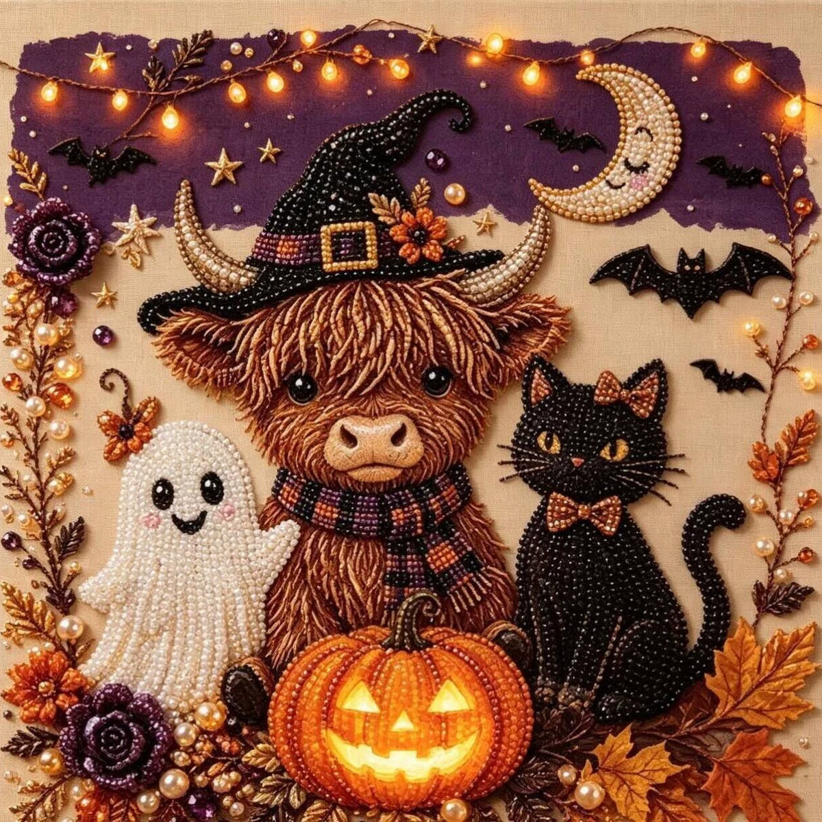 Halloween Cow Witch Pearl Art DIY Kit